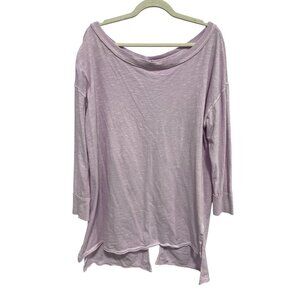 We The Free Pullover Top Size Medium Purple Cotton Long Sleeve Open Back Relaxed